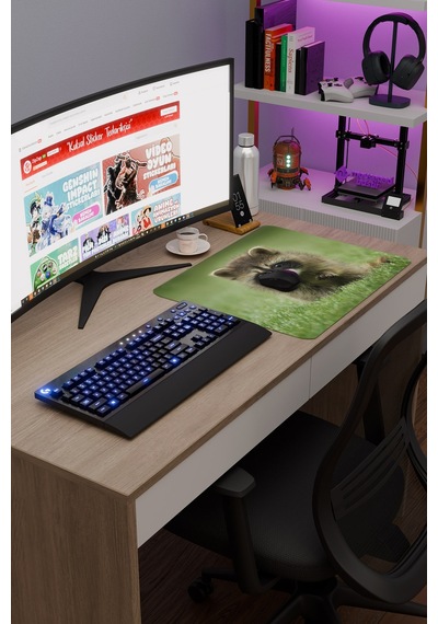 Rakun Kaymaz Dikişli Kauçuk Oyuncu Mousepad V2 - 48x40 Xl Gaming Mouse Pad Fare Altlığı