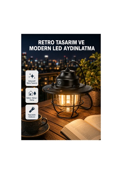 Astraltech Retro Kamp Lambası Su Geçirmez Taşınabilir Gece Işığı Uzun Pil Ömürlü Çok Renkli
