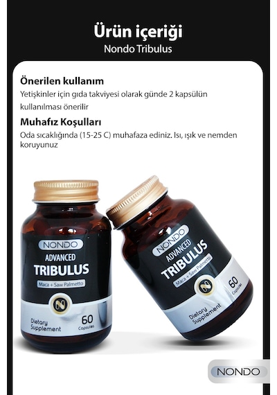 Nondo Tribulus Demir Dikeni, Tribulus Terrestris Saw Palmetto Kore Ginseng Ginko Biloba 60 Kapsül
