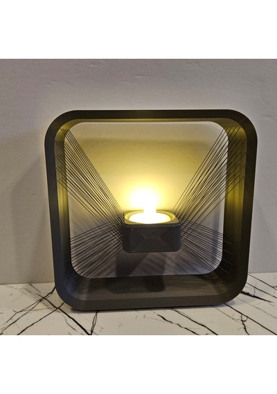 Masa Lambası 3 D Baskı - Kare- Gri-
