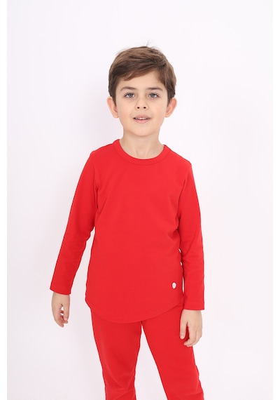 Toontoy Kids Toontoy Kız Çocuk Bisiklet Yaka Uzun Kollu Tişört Kırmızı