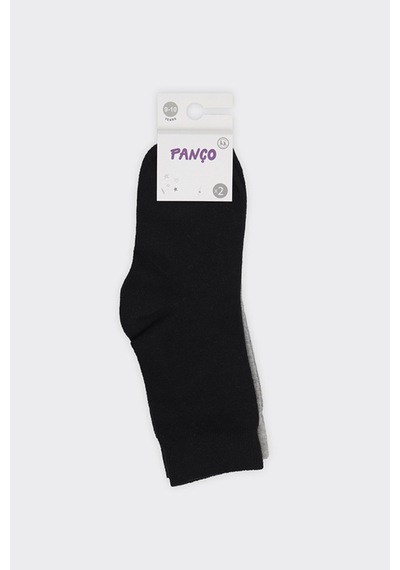 Panço Unisex Çocuk 2'li Basic Gri-siyah Soket Çorap
