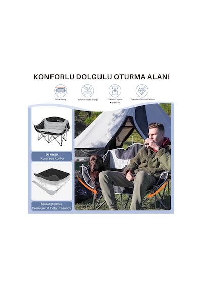 Kingcamp Loveseat Double Çift Kişilik Katlanır Kamp Sandalyesi B.grey Gri - Siyah