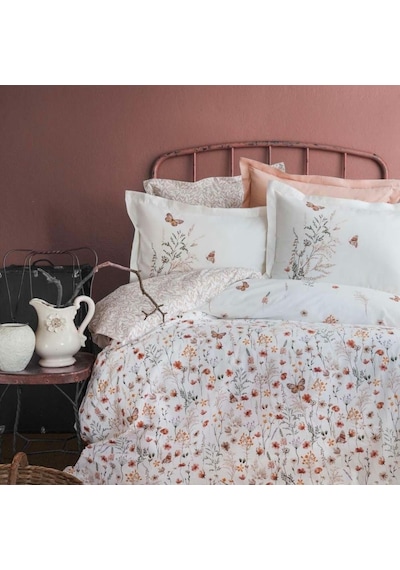 Apricitas Home Çift Kişilik Nevresim Takımı Papillo Blush Kahverengi