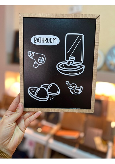 Ahşap Çerçeve-tuvalet Banyo Tablo-duvar Dekorasyonu Ahşap - Siyah