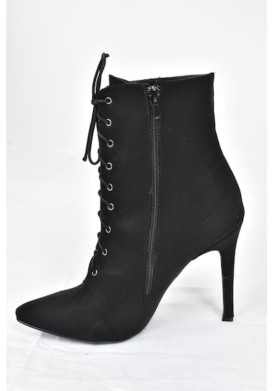 Fox Shoes Siyah Süet Ince Yüksek Topuklu Kadın Bot L372493502