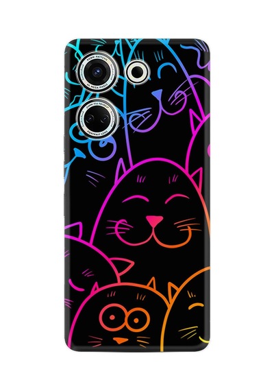 Tecno Camon 20 Kılıf Silikon Desen Özel Seri Neon Cats 1790