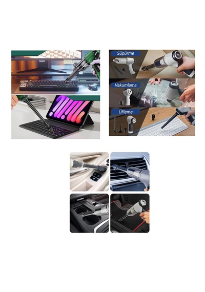 Go İthalat 3ın1 Çekme - Üfleme Oto - Araç - Ev El Tipi Süpürge Usb Şarj Mini - Taşınabilir0.4lt - 12