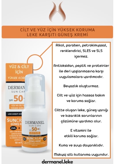 Dermanel Leke Karşıtı Güneş Kremi 50 ML + Dermanel Ter Önleyici Sprey 150 ML