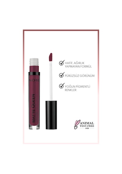 Note Cosmetique Matte Queen Lipstick Kalıcı Mat Likit Ruj - 18 Lead The Heart - Mor