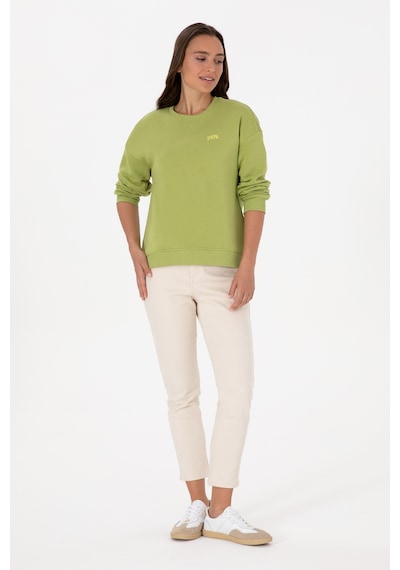U.S. Polo Assn. Kadın Fıstık Yeşili Şardonlu Bisiklet Yaka Basic Sweatshırt 50313586-VR087