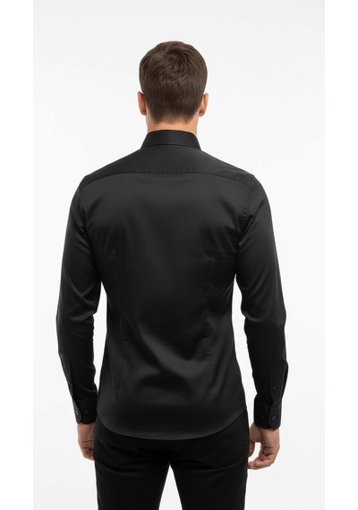 Plus Scorpion Erkek Klasik Slim Fit Gömlek Nefes Alan Kumaş, Şık Ofis Gömleği, Beyaz/siyah Siyah