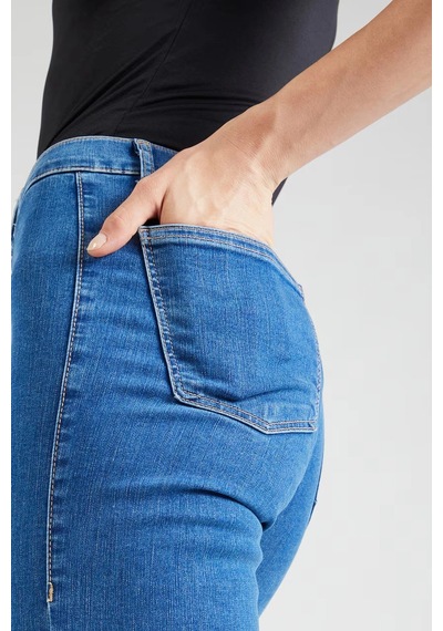 Mid Blue Yüksek Bel Skinny Fit Jean Likralı Cepsiz Tayt Pantolon Çok Renkli Mid Blue Yüksek Bel Skinny Fit Jean Likralı Cepsiz Tayt Pantolon Çok Renkli