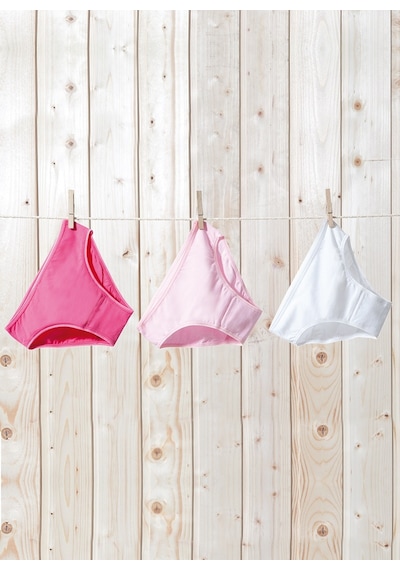 Blackspade Kız Çocuk Külot 3lü Paket 1294 - Fuşya Pembe Beyaz Çok Renkli