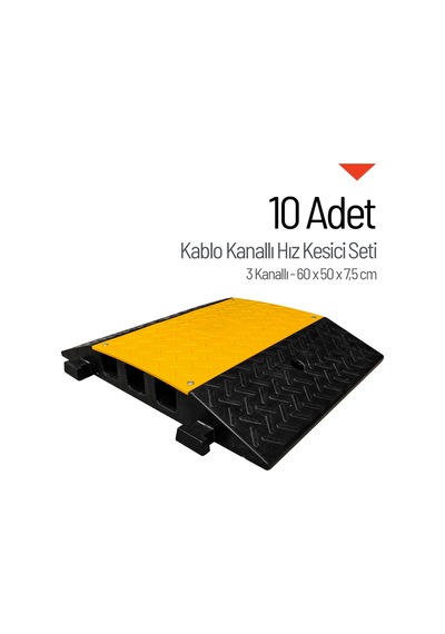 10'lu Kablo Kanallı Hız Kesici 3 Kanallı, Yol Kasisi 60 X 50 X 7,5 Cm-3969