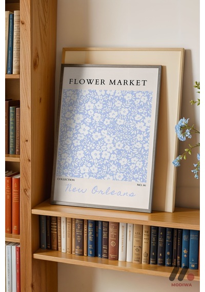 Flower Market New Orleans, Siyah Çerçeveli Duvar Tablosu - Ev Dekorasyonu