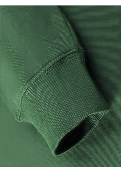 Erkek Believe Baskılı Oversize Bisiklet Yaka Sweatshirt Yeşil