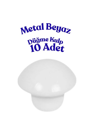 10 Adet Metal Yuvarlak Düğme Kulp - Çocuk Odası, Mutfak Ve Dolap İçin Modern Çekmece Kulbu Beyaz Beyaz