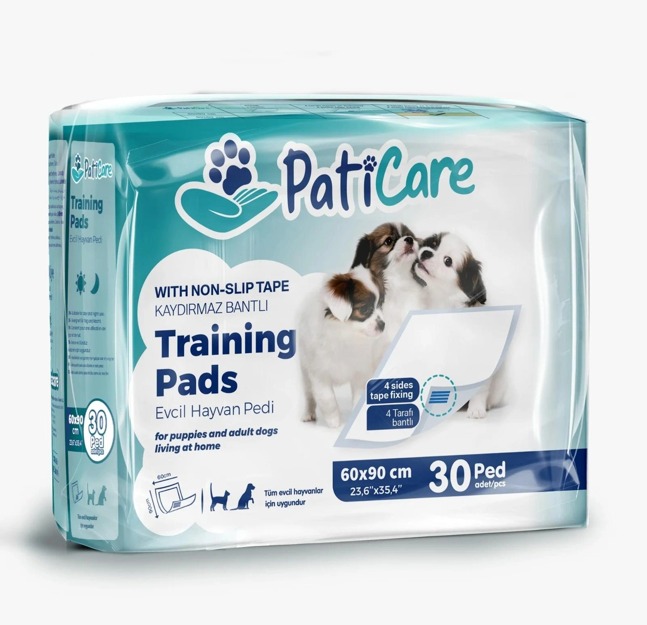Paticare Köpek Tuvalet Eğitim Pedi Yapışkanlı 60x90cm 30'lu Mavi
