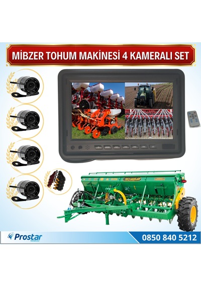 Mibzer Havalı Tohum Makinesi 4 Kameralı 7 inç Monitörlü Araç Set