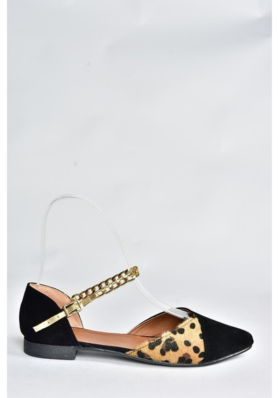 Fox Shoes Siyah/leopar Süet Zincir Detaylı Kadın Babet P726054502 Siyah Fox Shoes Siyah/leopar Süet Zincir Detaylı Kadın Babet P726054502 Siyah