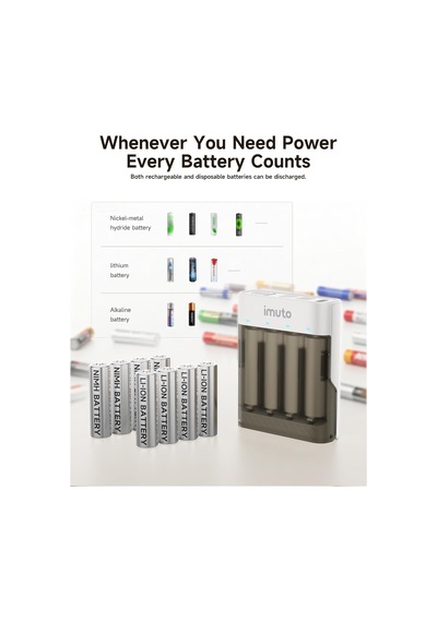 Imuto 3600mwh Aa Şarj Edilebilir Pil + Power Case Şarj Kiti 4'lü Paket