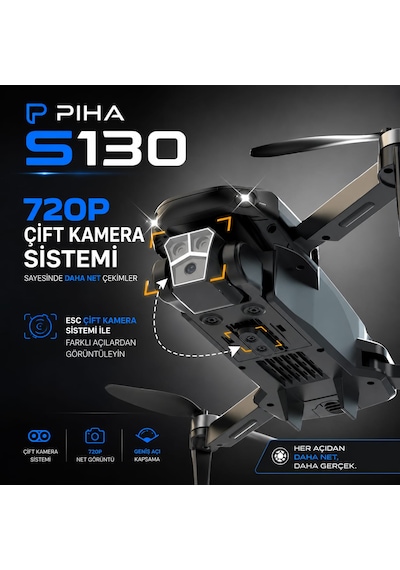S130 Fırçasız Motor 2batarya&30dakika Uçuş 720p Çift Kamera Engelden Kaçınma Drone