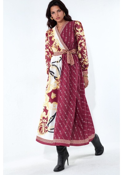Hiccup Msn Desenli Kemerli Maxi Elbise Çok Renkli 01