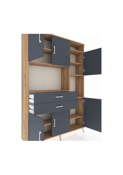 Arges Dolap 9 Raflı 2 Çekmeceli 6 Kapaklı 132x30x195 Çam-antrasit/antrasit Antrasıt/antrasıt Arges Dolap 9 Raflı 2 Çekmeceli 6 Kapaklı 132x30x195 Çam-antrasit/antrasit Antrasıt/antrasıt