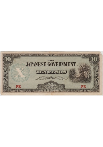 Japonya Iı. Dünya Savaşı İşgal Toprakları Filipinler 10 Peso 1942 Üst Köşede Ufak Eksikçok Çok Temiz+