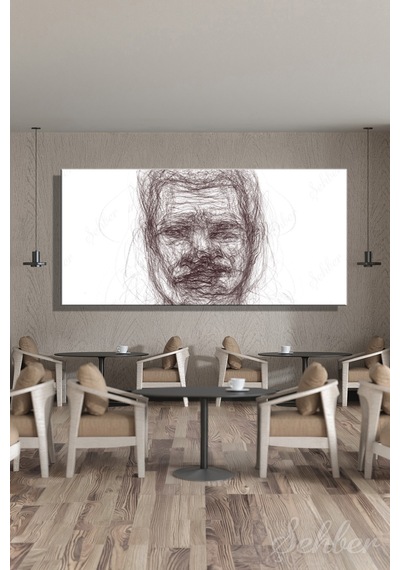 Siyah-beyaz Soyut Bir İnsan Portresi Çizimi Scribble Art Yatay Kanvas Tablo 4322 Çok Renkli