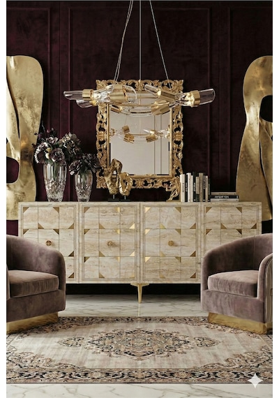 Ka1523btg Moka Konsol Ve Tv Sehpası Beyaz-traverten-gold 150cm