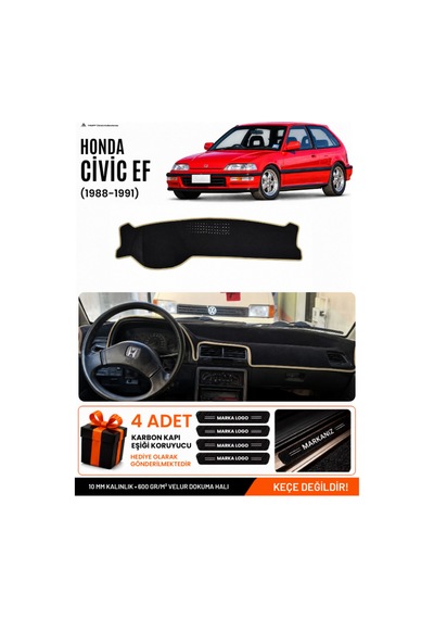 Honda Cıvıc Ef 1988-1991 Uyumlu Torpido Koruma, Torpido Örtüsü, Torpido Kılıfı - Siyah-bej - Ho004