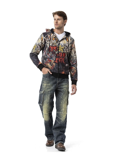 Cipo & Baxx Cl574 Kartal Desenli Kapşonlu Erkek Sweatshirt Siyah