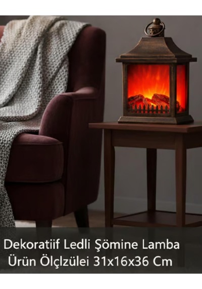 Dekoratif Ledli Şömine Lamba Alk4595 36cm