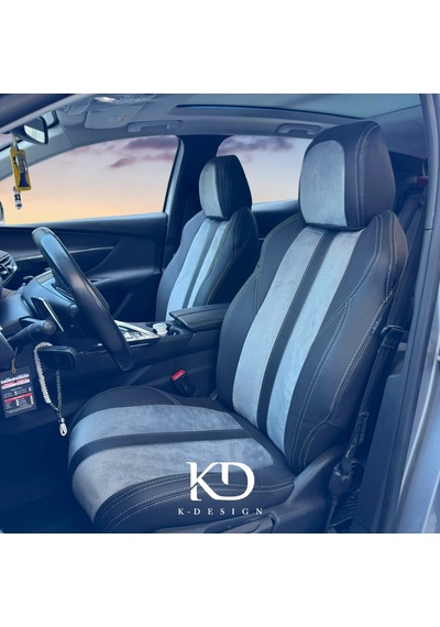 Peugeot 3008 Uyumlu Araca Özel Oto Koltuk Kılıfı 158595 Siyah-Gri