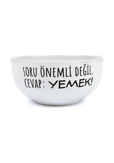 Soru Önemli Değil, Cevap: Yemek Beyaz Seramik Kase - Hediye Seramik Kase
