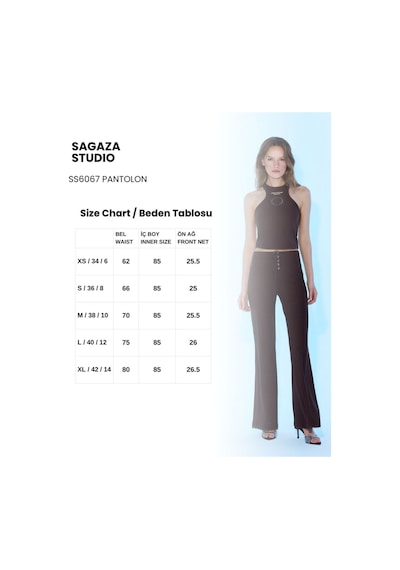 Sagaza Studio Ss6067 Lıkralı Ispanyol Kesim Pantolon Kahverengi
