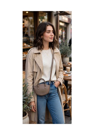 Names Bag Mini Oval Yarım Ay Kol Çantası - Çapraz Askılı Günlük Kadın Çantası - Fermuarlı Mini Omuz Çantası Krem Krem