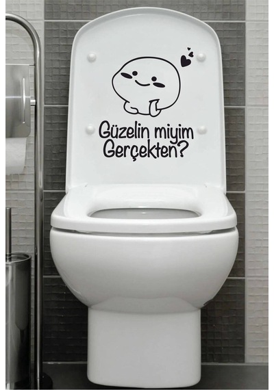 Güzelin Miyim Gerçekten Klozet Kapağı Banyo Wc Sticker 23x27 Cm