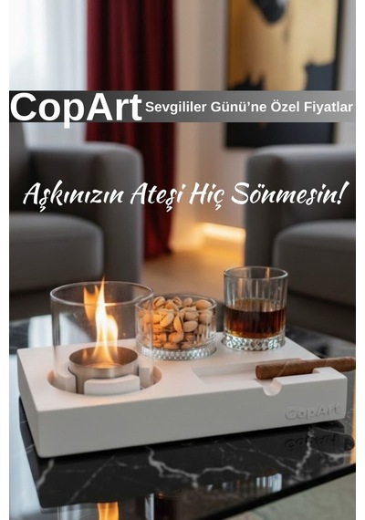 Elza Beyaz Biyoetanol Masaüstü Şömine - 1 Lt Copart Yakıt Hediye