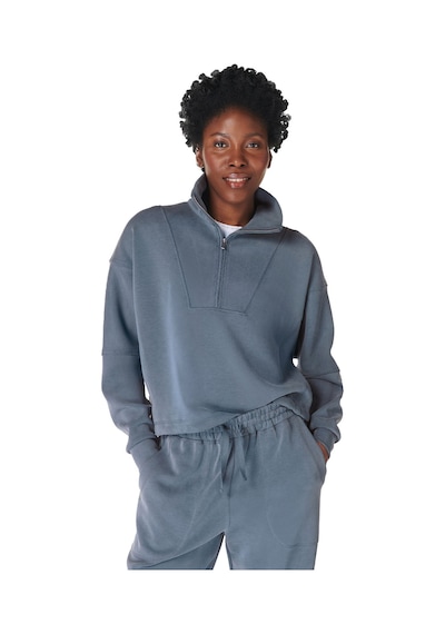 Sweaty Betty Sweaty Betty Sand Wash Funnel Neck Half Zip Kadın Mavi Sweatshirt 5133 Mavi