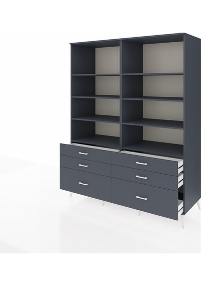 Kronos Gardrop 8 Raflı 6 Çekmeceli 176x59x221 Antrasit-antrasit Antrasit Kronos Gardrop 8 Raflı 6 Çekmeceli 176x59x221 Antrasit-antrasit Antrasit