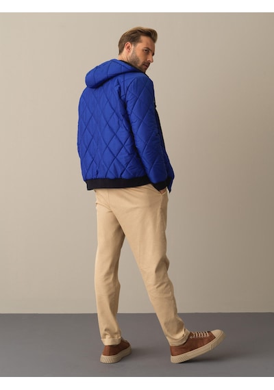 Xint Mavi Regular Fit Kapüşonlu Pamuklu Çift Taraflı Mont 195039