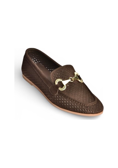 Fox Shoes Y291262402 Kahverengi Süet Toka Detaylı Kadın Babet Kahverengi