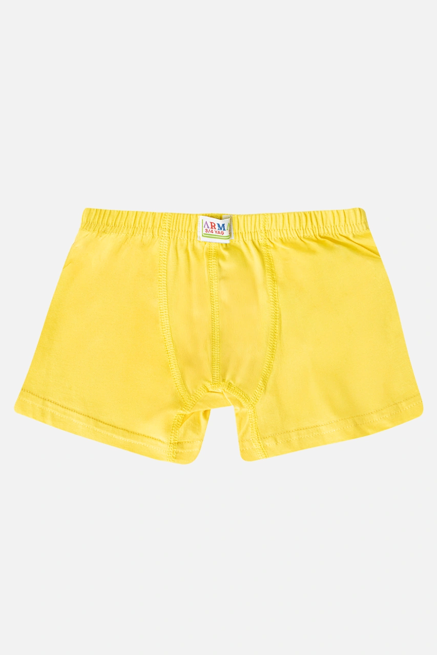 Arma Yıldız Erkek Çocuk Düz Pamuklu Likralı Sarı Boxer 6'lı Paket Sarı