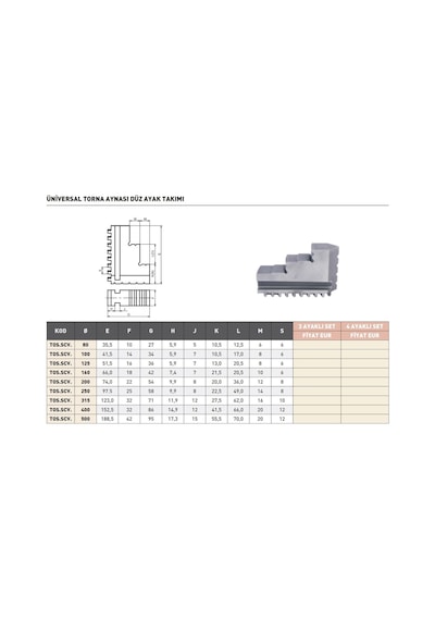 Fett 100mm Tos 3 Ayaklı Set Düz Ayak Takımı