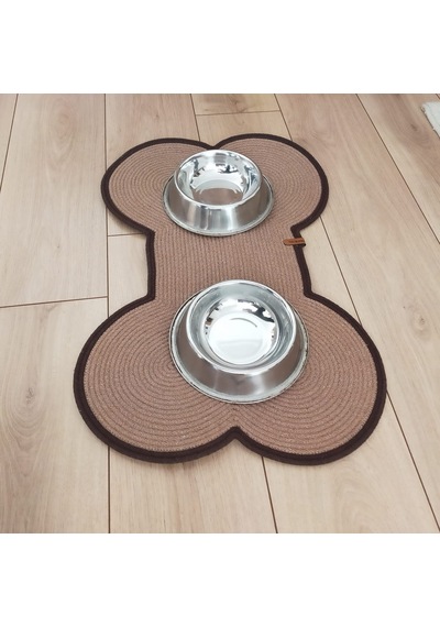 Açık Kahverengi Köpek Kemik Şekli Mama Altlığı/evcil Hayvan Mama