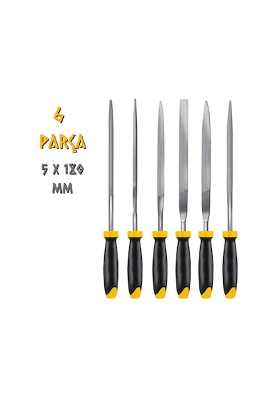 Sgs Saplı Mini Eğe Seti Ahşap Ve Metal 5 X 180 Mm. - 6 Farklı Parça