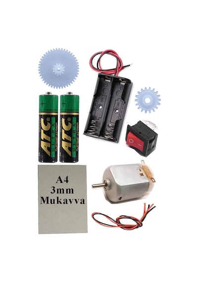 Oyuncak Araba Yapım Seti 1 Paket Plastik Tekerlek Deney İçin 2 Adet Metal Şaft Proje Deney Seti Dc Motor Çark Dişli Okul